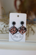 Black and rose gold dangle earrings