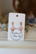 Rose gold petal print dangle earrings