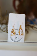 White and gold foil pattern earrings