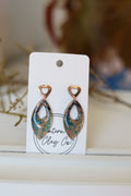 Green, gold & bronze dangle earrings