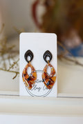 Golden leaf autumn dangle earrings