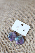 Purple & green faux stone, plated with rose gold hoop earrings
