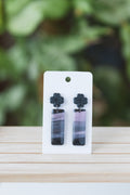 Black and pink dangle earrings