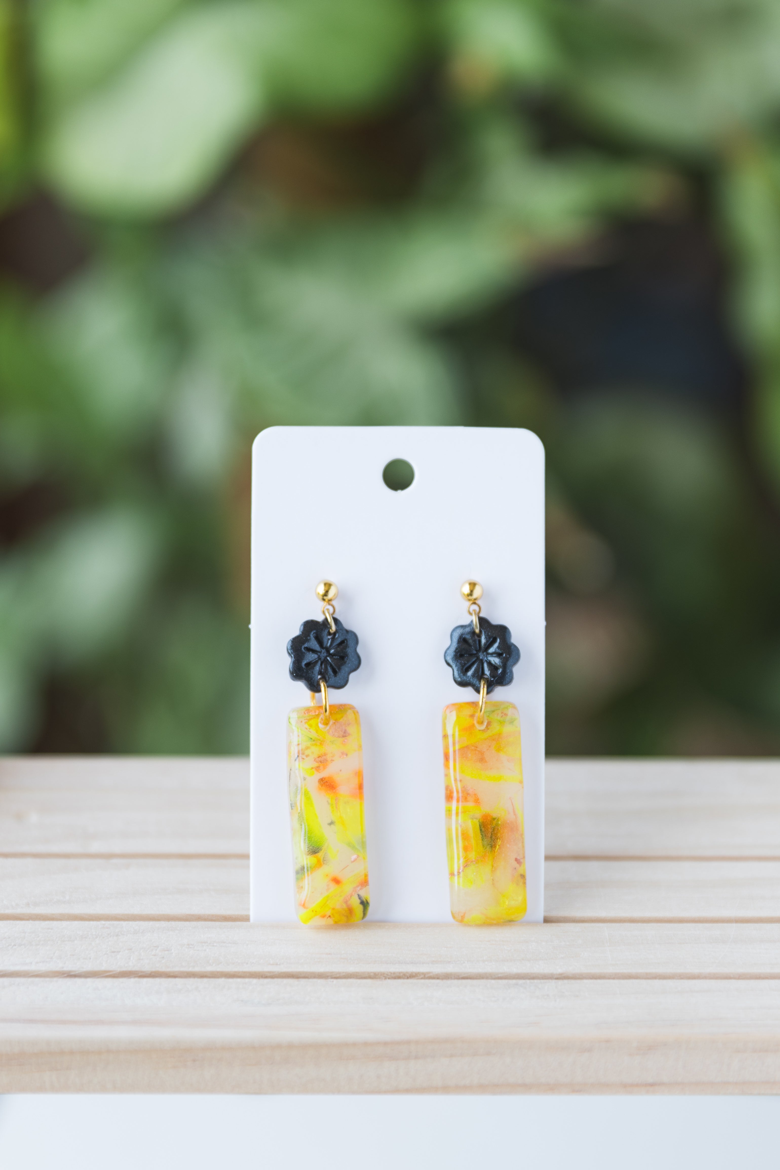 Yellow Faux Stone Dangle Earrings