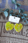 Yellow faux stone big heart hoop earrings