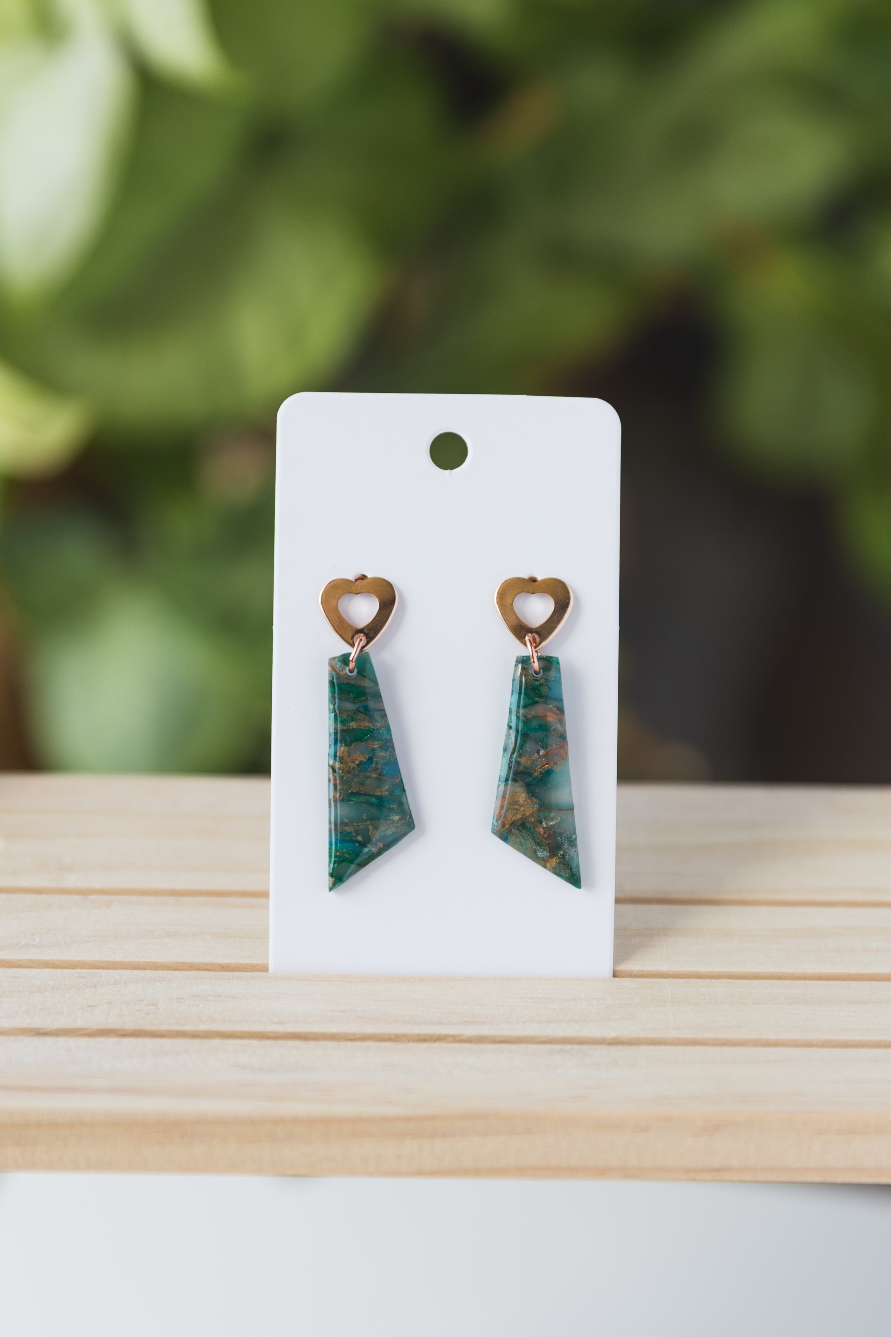 Green faux stone with rose gold foil