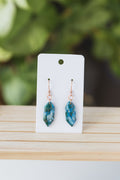 Blue faux stone dangle earrings