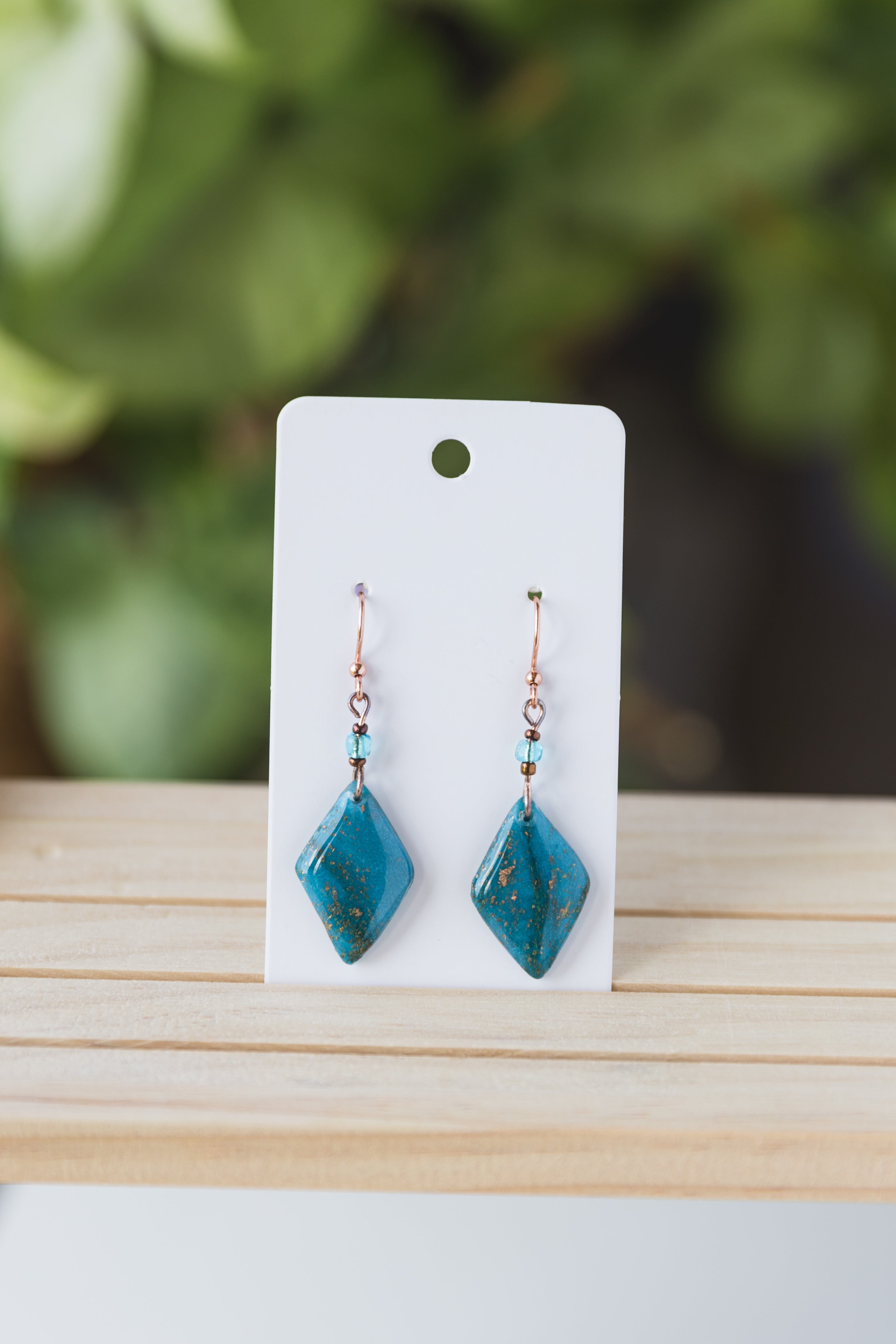 Blue faux stone dangle earrings