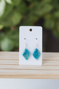 Blue and green faux stone dangle earrings