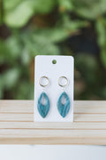 Blue faux stone dangle earrings