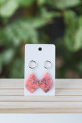 Pink and grey faux stone dangle earrings