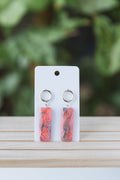 Pink and grey faux stone dangle earrings