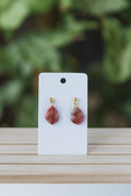 Red faux stone dangle earrings