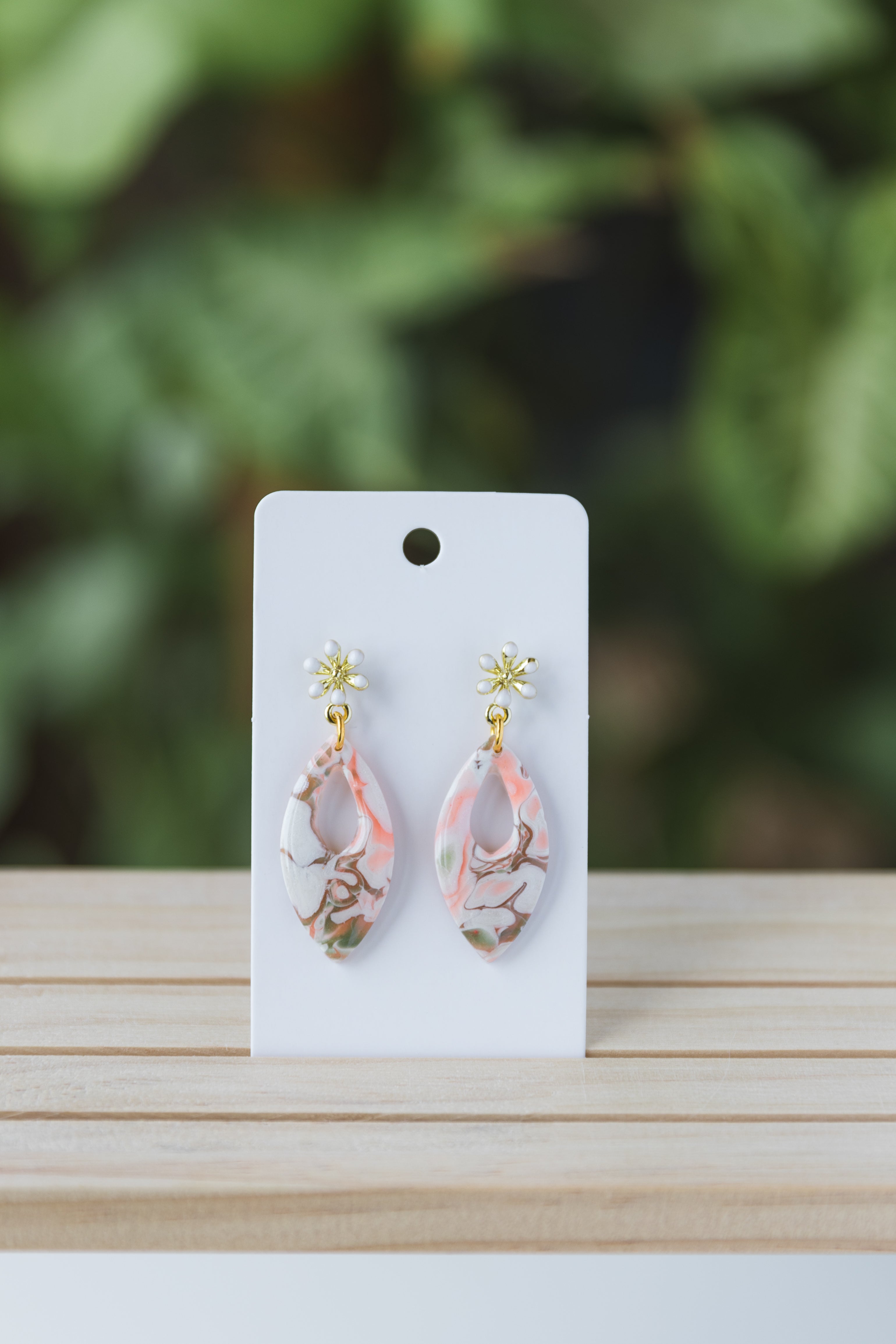 Fluorescent pink & green dangle earrings