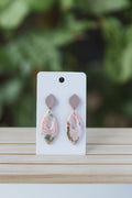Fluorescent pink & green dangle earrings