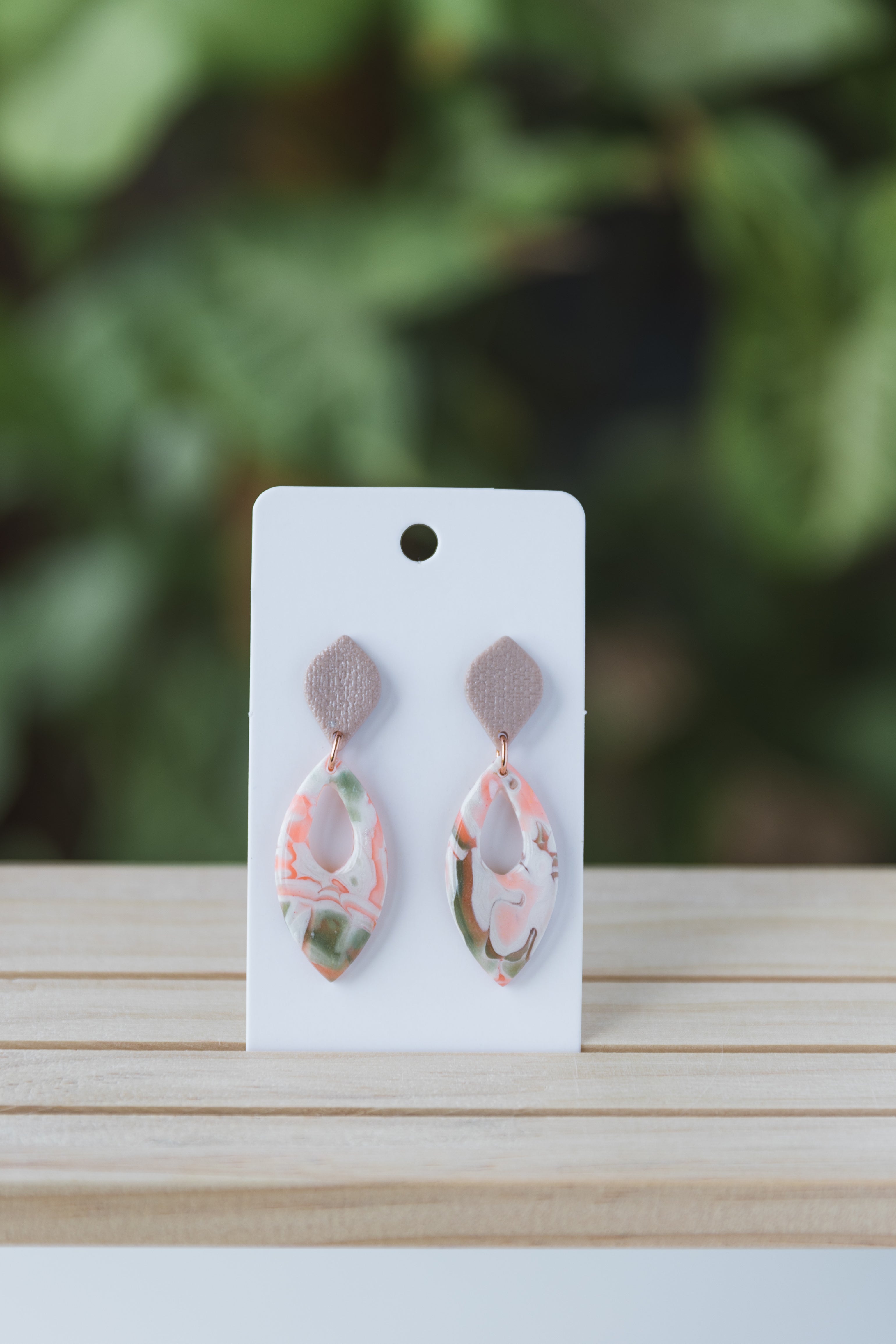 Fluorescent pink & green dangle earrings