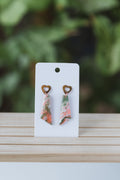 Fluorescent pink & green dangle earrings
