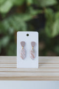 White pastel pink & green dangle earrings