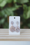 White & cream translucent dangle earrings