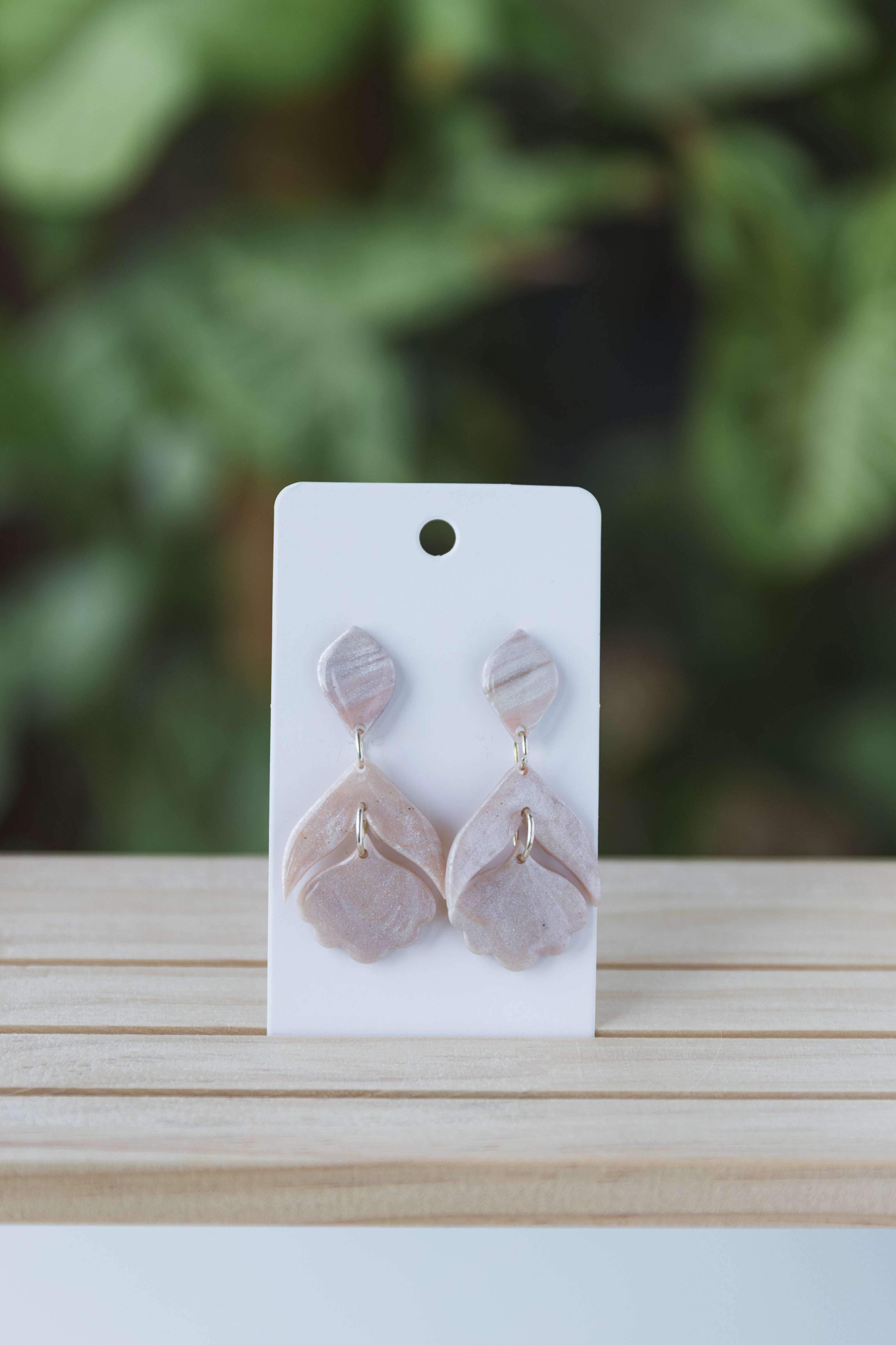 White & cream translucent dangle earrings