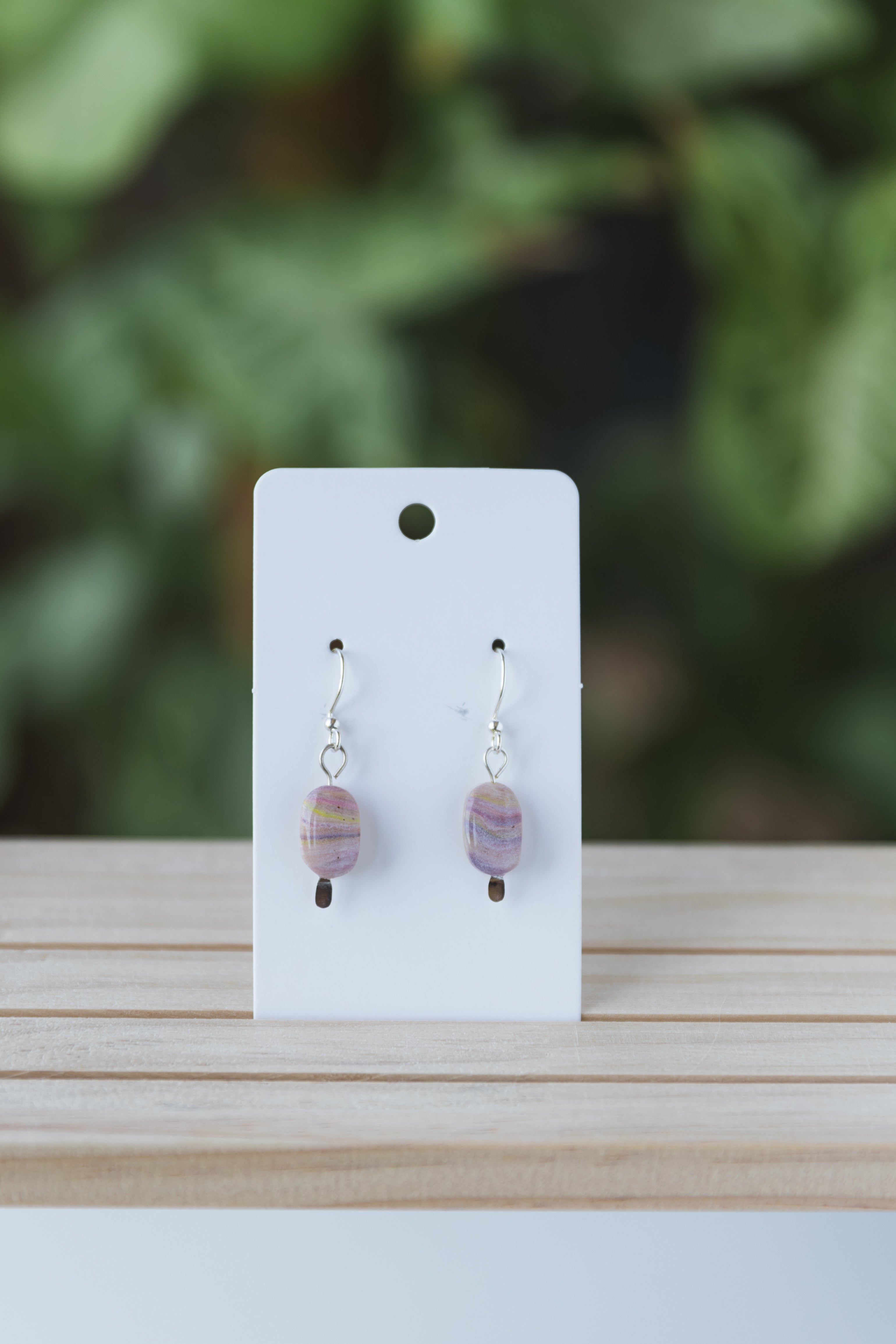 Pink faux stone dangle earrings