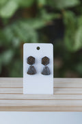 Punk black speckled and white striped dangle earrings