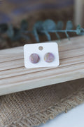 Light pink & yellow faux stone stud