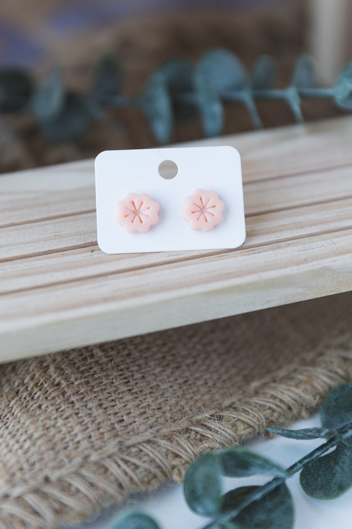 Pastel pink stud earrings