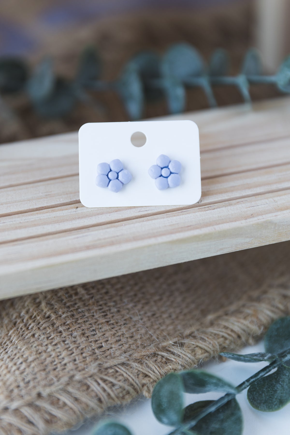 Amyethst smoke flower stud earrings