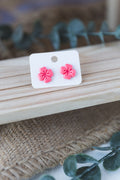 Bright pink flower stud