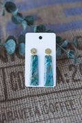 Blue, black and grey translucent dangle earrings