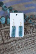 Blue and grey translucent dangle earrings