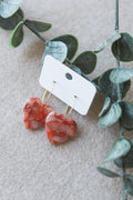 Small heart red faux stone gold plated hoop earrings