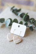 White & beigh faux stone hoop earrings